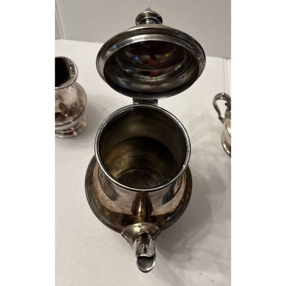 Vintage Forbes Silver Co Tea Coffee Set Teapot Sugar Cream/Lid Silverplate 1890s - Picture 5 of 15